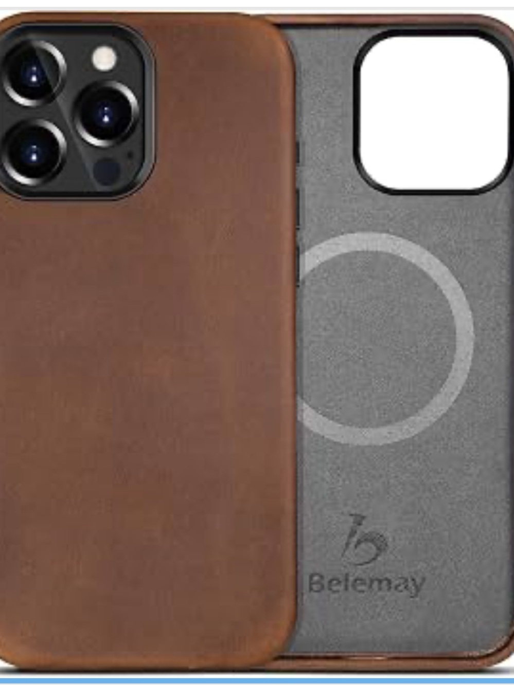 Belemay Crazy Horse Leather Case for iPhone 15 Pro, Compatible with MagSafe